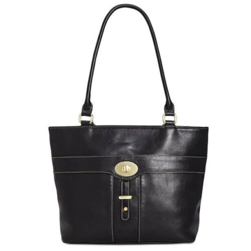 Giani Bernini Turn-Lock Glazed BlackTote Shoulder